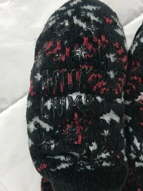 Muk Luks Snowflake Socks Black Sherpa Lined & Bottom Grips Slippers